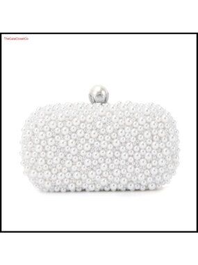 Pearl Clutch Purse Beaded Evening Bag Small Bridal Handbag